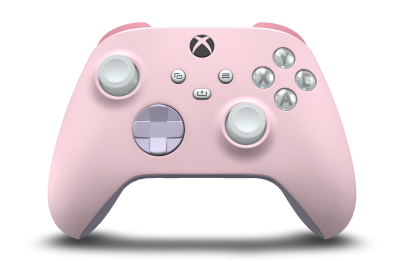 Controller with Soft Pink body, Soft Purple D-pad, and Robot White thumbsticks - front view