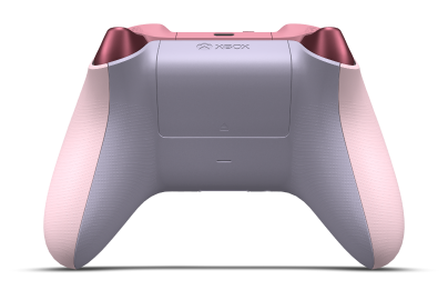 Controller with Soft Pink body, Soft Purple D-pad, and Robot White thumbsticks - back view