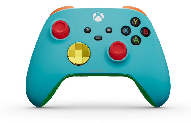 Xbox Wireless Controller - Corps: Dragonfly Blue, BMD: Lightning Yellow (métallique), Joysticks: Pulse Red