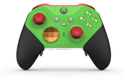 Xbox Elite Wireless Controller Series 2 - Core - Framsida: Velocity Green + gummerat grepp, Styrknapp: Facett, Ljusorange (Metall), Baksida: Robot White + gummerat grepp