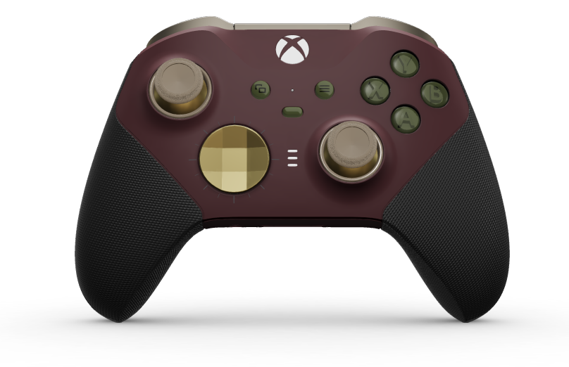 Xbox Elite Wireless Controller Series 2 - Core - Behuizing voorzijde: Granaatrood + rubberen handvatten, D-pad: Gefacetteerd, heldengoud (metaal), Behuizing achterzijde: Granaatrood + rubberen handvatten