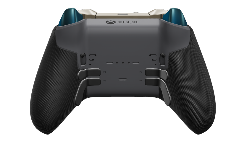 Xbox Elite Wireless Controller Series 2 - Core - Corps: Mineral Blue + poignées caoutchoutées, BMD: À facettes, Nocturnal Green (métal), Arrière: Storm Gray + poignées caoutchoutées