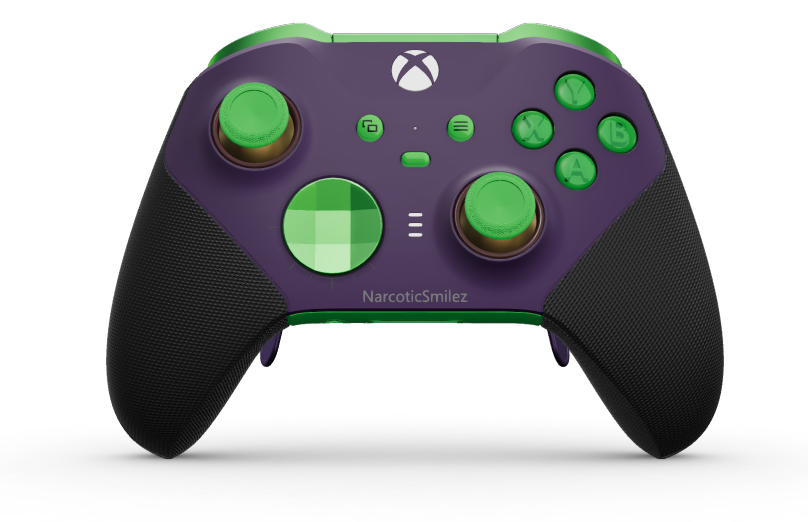 Xbox Elite Wireless Controller Series 2 - Core - Corps: Astral Purple + poignées caoutchoutées, BMD: À facettes, Velocity Green (métal), Arrière: Velocity Green + poignées caoutchoutées