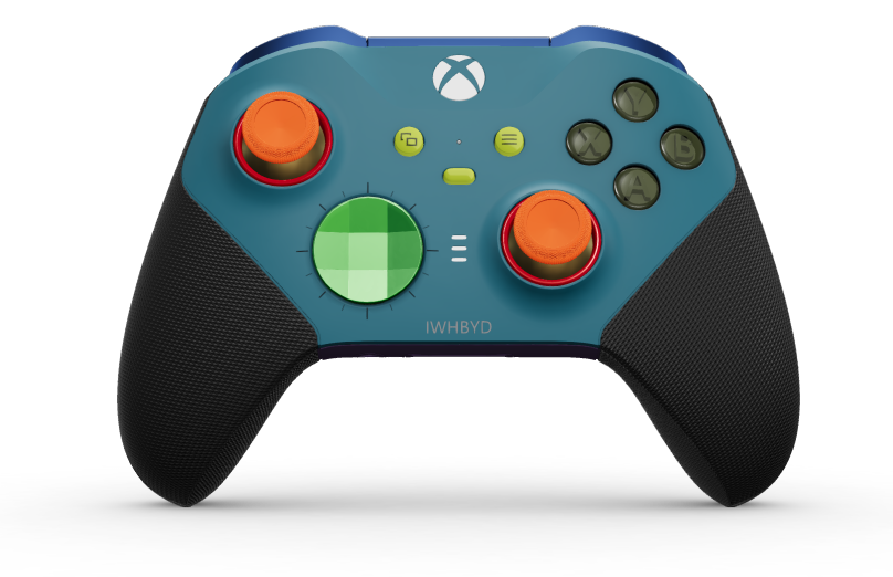 Xbox Elite Wireless Controller Series 2 - Core - Behuizing voorzijde: Mineraalblauw + rubberen handvatten, D-pad: Gefacetteerd, velocity-groen (metaal), Behuizing achterzijde: Astralpaars + rubberen handvatten