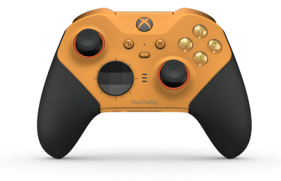 Bezdrôtový ovládač Xbox Elite Series 2 – Core - Behuizing voorzijde: Zacht oranje + rubberen handvatten, D-pad: Facet, Carbon Black (Metal), Behuizing achterzijde: Zacht oranje + rubberen handvatten