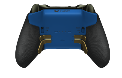 Trådløs Xbox Elite-kontroller Series 2 – Core - Fremsida: Shock Blue + Rubberized Grips, Styrknapp: Kors, Gold Matte (Metall), Tillbaka: Shock Blue + Rubberized Grips