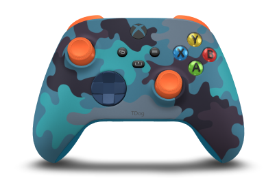 Xbox Wireless Controller - Body: Mineral Camo, D-Pads: Midnight Blue, Thumbsticks: Zest Orange