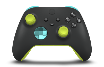 Xbox ワイヤレス コントローラー - Body: Carbon Black, D-Pads: Glacier Blue (Metallic), Thumbsticks: Electric Volt