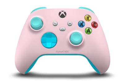 Manette sans fil Xbox - Hoveddel: Blød pink, D-blokke: Guldsmedeblå, Thumbsticks: Gletsjerblå