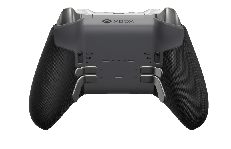 Xbox Elite Wireless Controller Series 2 - Core - Corps: Storm Gray + poignées caoutchoutées, BMD: À facettes, Bright Silver (métal), Arrière: Storm Gray + poignées caoutchoutées