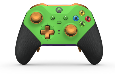 Xbox Elite Wireless Controller Series 2 - Core - Body: Velocity Green + Rubberised Grips, D-pad: Cross, Soft Orange (Metal), Back: Astral Purple + Rubberised Grips