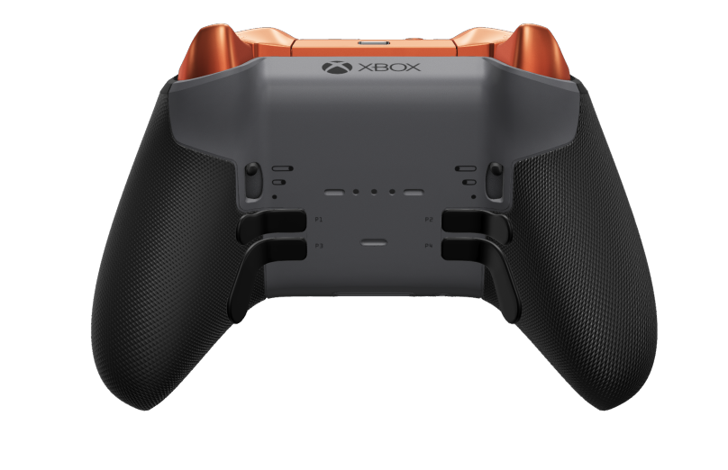 Xbox Elite Wireless Controller Series 2 - Core - Body: Storm Gray + Rubberised Grips, D-pad: Facet, Soft Orange (Metal), Back: Storm Gray + Rubberised Grips