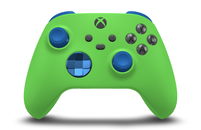 Xbox Wireless Controller - Corpo: Verde Veloz, Botões Direcionais: Azul Elétrico (Metálico), Manípulos Analógicos: Azul Choque