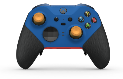 Xbox Elite Wireless Controller Series 2 - Core - Behuizing voorzijde: Shock Blue + Rubberized Grips, D-pad: Facet, Carbon Black (Metal), Behuizing achterzijde: Pulse Red + Rubberized Grips