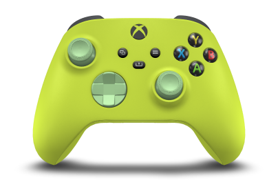 Controller with Electric Volt body, Soft Green D-pad, and Soft Green thumbsticks - front view