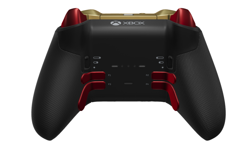 Xbox Elite ワイヤレスコントローラー シリーズ 2 - Core - Body: Carbon Black + Rubberised Grips, D-pad: Faceted, Hero Gold (Metal), Back: Carbon Black + Rubberised Grips