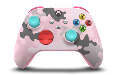 Xbox ワイヤレス コントローラー - Body: Sandglow Camo, D-Pads: Pulse Red, Thumbsticks: Glacier Blue