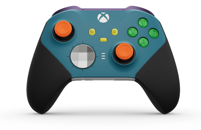 Xbox Elite Wireless Controller Series 2 - Core - Corps: Mineral Blue + poignées caoutchoutées, BMD: À facettes, Bright Silver (métal), Arrière: Robot White + poignées caoutchoutées