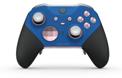 Xbox Elite Wireless Controller Series 2 - Core - Body: Shock Blue + Rubberized Grips, D-pad: Facet, Soft Pink (Metal), Back: Soft Pink + Rubberized Grips