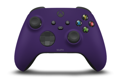 Controller with Astral Purple body, Carbon Black D-pad, and Carbon Black thumbsticks - front view