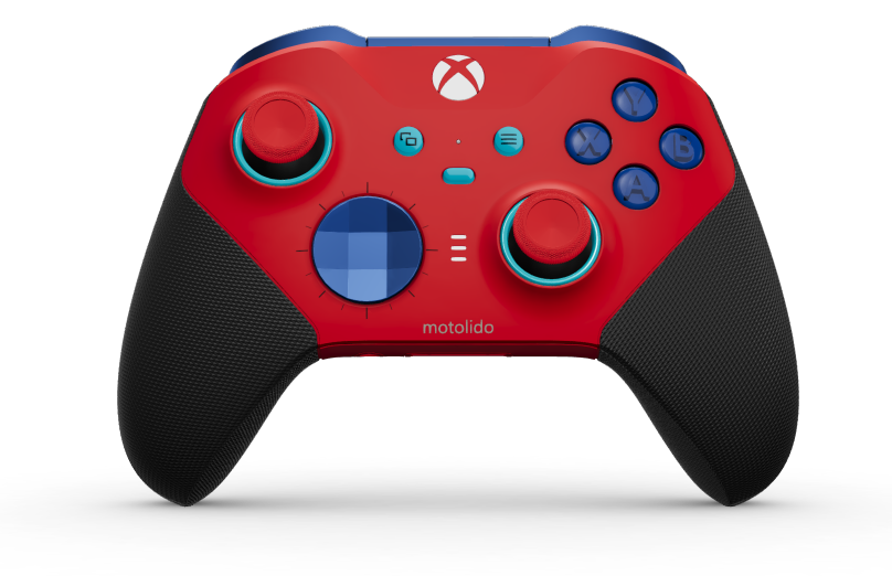 Xbox Elite Wireless Controller Series 2 - Core - 本體: 脈衝紅 + 橡膠握把, 方向鍵: 多面向，光子藍 (金屬), 背面: 脈衝紅 + 橡膠握把