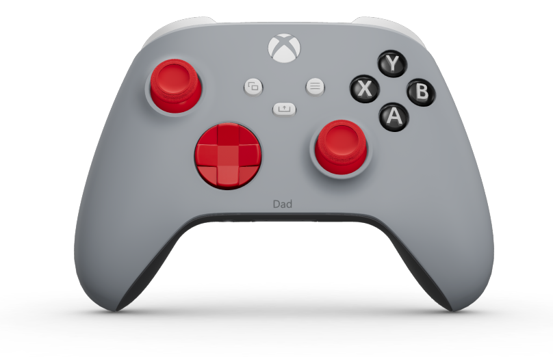 Xbox Wireless Controller - Hoofdtekst: Asgrijs, D-Pads: Pulsrood, Duimsticks: Pulsrood