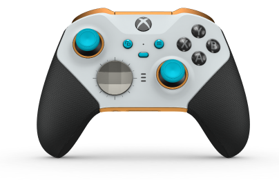 Xbox Elite Wireless Controller Series 2 – Core - Body: Robot White + Rubberized Grips, D-pad: Facet, Bright Silver (Metal), Back: Soft Orange + Rubberized Grips