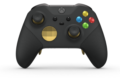 Langaton Xbox Elite Series 2 Core -ohjain - Body: Carbon Black + Rubberized Grips, D-pad: Facet, Gold Matte (Metal), Back: Carbon Black + Rubberized Grips