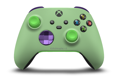 Xbox Wireless Controller - Body: Soft Green, D-Pads: Astral Purple (Metallic), Thumbsticks: Velocity Green