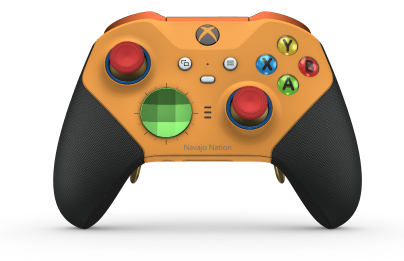 Xbox Elite Wireless Controller Series 2 - Core - Body: Soft Orange + Rubberized Grips, D-pad: Facet, Velocity Green (Metal), Back: Soft Orange + Rubberized Grips
