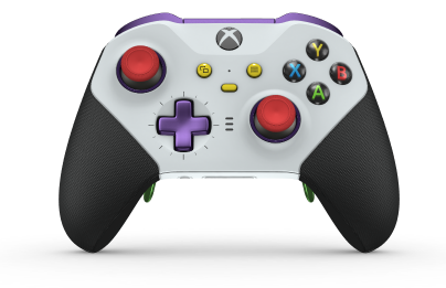 Xbox Elite 無線控制器 Series 2 - Core - Corps: Robot White + poignées caoutchoutées, BMD: Plus, Astral Purple (métal), Arrière: Robot White + poignées caoutchoutées