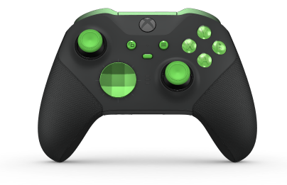 Xbox Elite Wireless Controller Series 2 - Core - Fremsida: Carbon Black + Rubberized Grips, Styrknapp: Facett, Velocity Green (Metall), Tillbaka: Carbon Black + Rubberized Grips