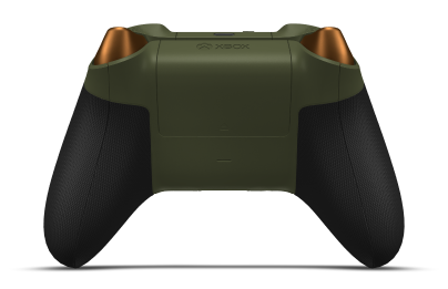 Xbox Wireless Controller - Hoofdtekst: Woudcamo, D-Pads: Nachtelijk groen (metallic), Duimsticks: Zachtoranje