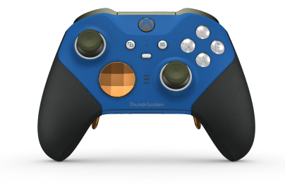 Xbox Elite Wireless Controller Series 2 - Core - Body: Shock Blue + Rubberized Grips, D-pad: Facet, Soft Orange (Metal), Back: Shock Blue + Rubberized Grips