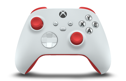 Controller with Robot White body, Robot White D-pad, and Pulse Red thumbsticks - front view