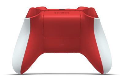 Controller with Robot White body, Robot White D-pad, and Pulse Red thumbsticks - back view