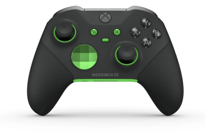 Xbox Elite Wireless Controller Series 2 – Core - Corps: Carbon Black + poignées caoutchoutées, BMD: Facette, Velocity Green (métal), Arrière: Velocity Green + poignées caoutchoutées