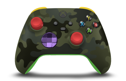 Xbox Wireless Controller - Body: Forest Camo, D-Pads: Astral Purple (Metallic), Thumbsticks: Pulse Red