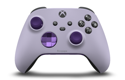 Controller with Soft Purple body, Astral Purple (Metallic) D-pad, and Astral Purple thumbsticks - front view