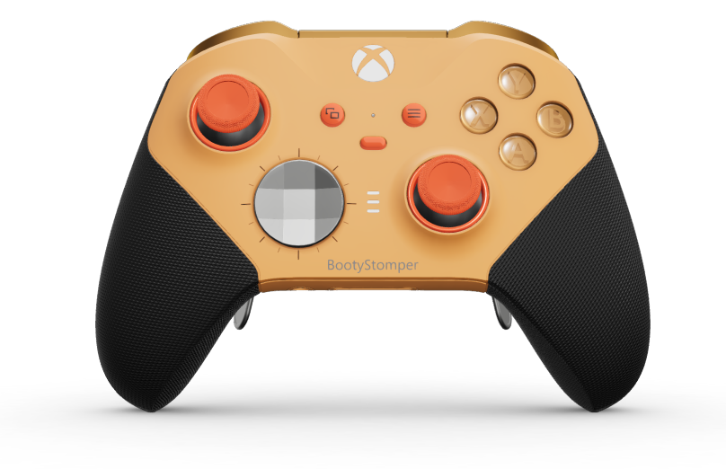 Xbox Elite Wireless Controller Series 2 - Core - Behuizing voorzijde: Zacht oranje + rubberen handvatten, D-pad: Gefacetteerd, helder zilver (metaal), Behuizing achterzijde: Zacht oranje + rubberen handvatten