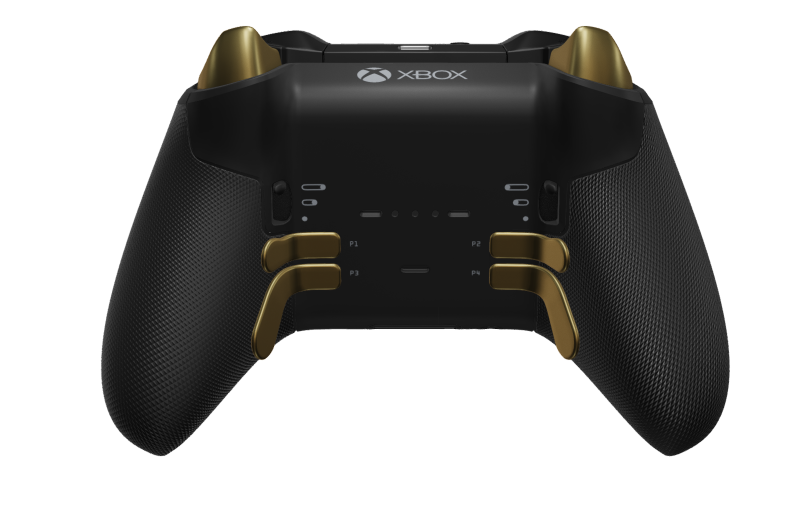 Xbox Elite Wireless Controller Series 2 - Core - Corpo: Preto Carbono + Pegas em Borracha, Botão Direcional: Facetado, Hero Gold (Metal), Traseira: Preto Carbono + Pegas em Borracha