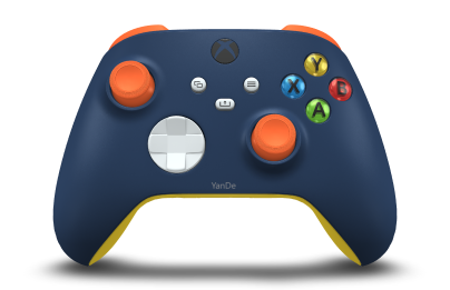 Xbox 無線控制器 - Hoofdtekst: Middernachtblauw, D-Pads: Robotwit, Duimsticks: Zest-oranje