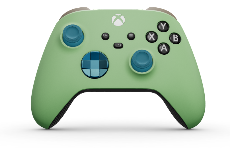 Xbox Wireless Controller - Body: Soft Green, D-Pads: Mineral Blue (Metallic), Thumbsticks: Mineral Blue