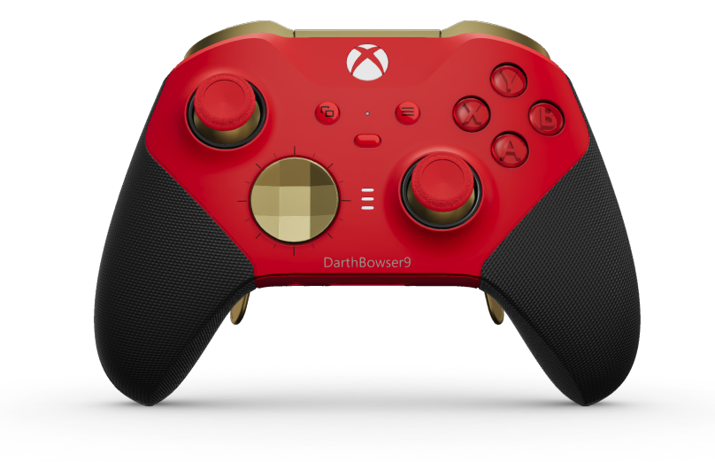 Xbox Elite Wireless Controller Series 2 - Core - Corpo: Vermelho Forte + Pegas em Borracha, Botão Direcional: Facetado, Hero Gold (Metal), Traseira: Vermelho Forte + Pegas em Borracha