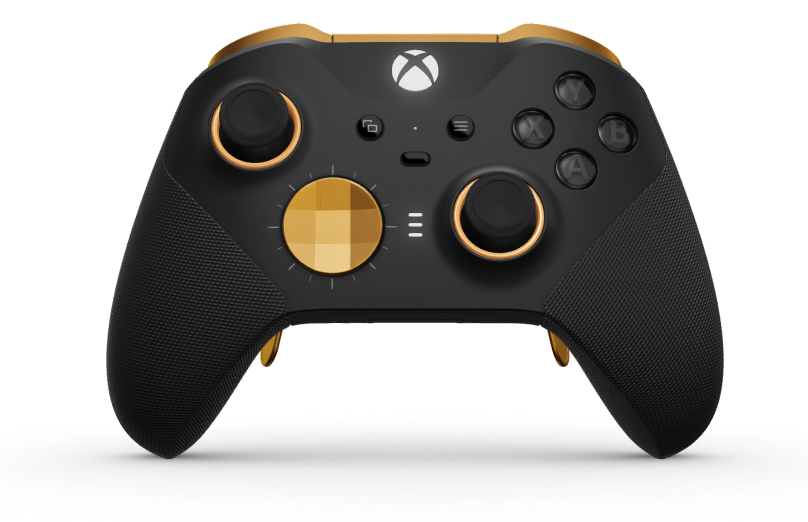 Xbox Elite trådlös handkontroll Series 2 – Core - Corps: Carbon Black + poignées caoutchoutées, BMD: Facette, Soft Orange (métal), Arrière: Carbon Black + poignées caoutchoutées