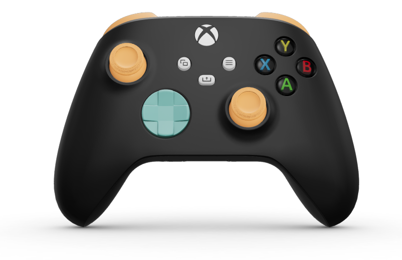 Manette sans fil Xbox - Corpo: Nero carbone, Croci direzionali: Blu ghiaccio, Levette: Arancione tenue