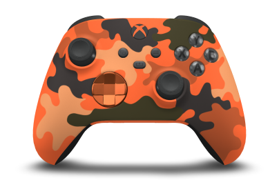Xbox Wireless Controller - Body: Blaze Camo, D-Pads: Zest Orange (Metallic), Thumbsticks: Carbon Black