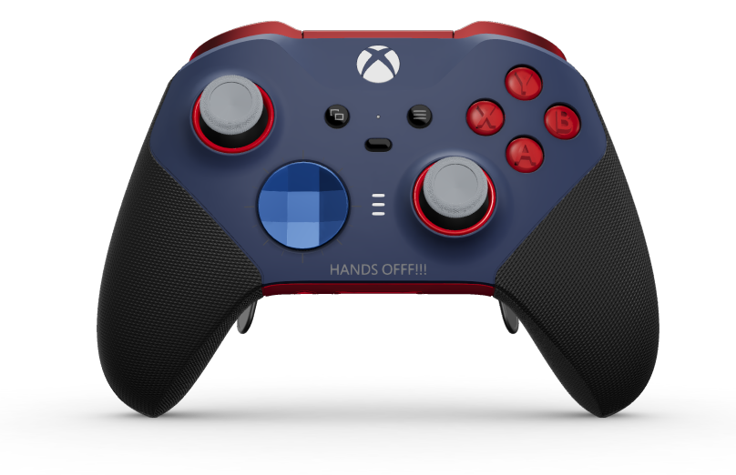 Xbox Elite Wireless Controller Series 2 - Core - Test: Midnight Blue kék + gumírozott markolatok, l-választó: Fazettás, Photon Blue (fém), Hátoldal: Pulse Red vörös + gumírozott markolatok
