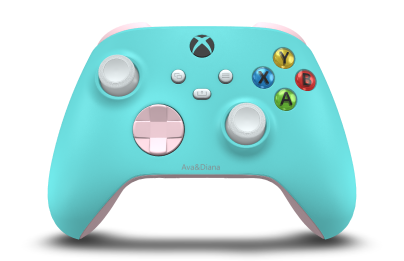 Xbox ワイヤレス コントローラー - Body: Glacier Blue, D-Pads: Soft Pink, Thumbsticks: Robot White