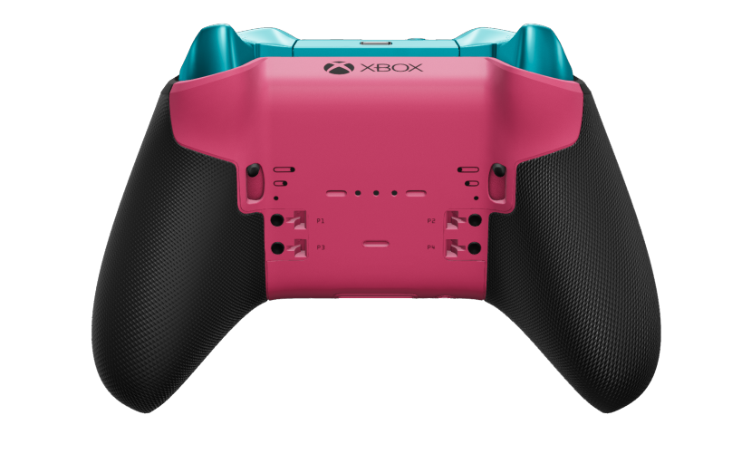 Xbox Elite Wireless Controller Series 2 - Core - Body: Deep Pink + Rubberized Grips, D-pad: Cross, Bright Silver (Metal), Back: Deep Pink + Rubberized Grips